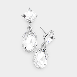 Marquise Crystal Teardrop Dangle Evening Earrings