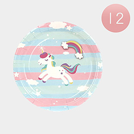 12 Set of 10 - Unicorn Print Disposable Paper Plates