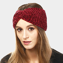 Twisted Solid Knit Earmuff Headband