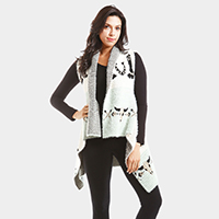 Western Print Fuzzy Vest