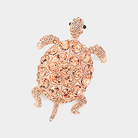 Crystal Pave Turtle Pin Brooch