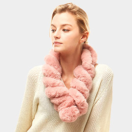 Twisted Faux Fur Pull Through Scarf