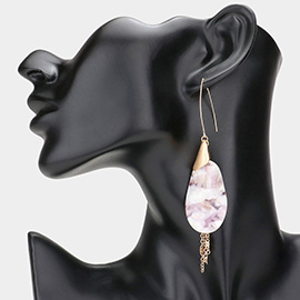 Metal Chain Dropped Celluloid Acetate Dangle Earrings