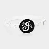 'J' Acrylic Monogram Metal Disc Hook Bracelet