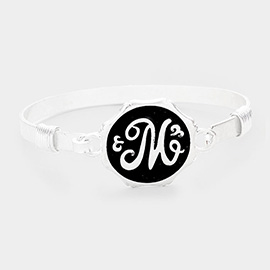 'M' Acrylic Monogram Metal Disc Hook Bracelet