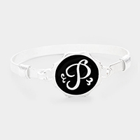 'P' Acrylic Monogram Metal Disc Hook Bracelet