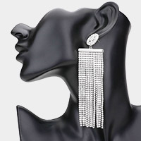 Oversized Crystal Rhinestone Tassel Statement Earrings