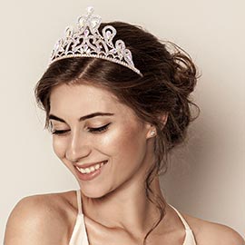 Oval Crystal Accented Pageant Queen Tiara