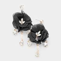 Mesh Floral Crystal Earrings