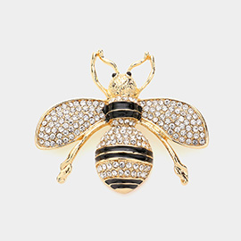 Rhinestone Embellished Honey Bee Pin Brooch