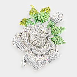 Oversized Crystal Pave Rose Brooch