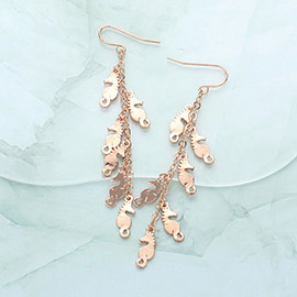 Metal Seahorse Cluster Vine Dangle Earrings