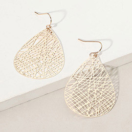 Brass Metal Filigree Teardrop Dangle Earrings