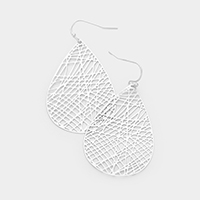 Brass Textured Teardrop Metal Earrings