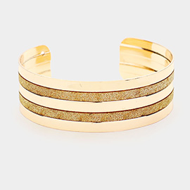 Metal Shiny Stripe Detail Cuff Bracelet