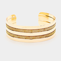 Metal Shiny Stripe Detail Cuff Bracelet