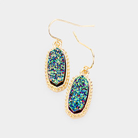 Druzy Hexagon Dangle Earrings