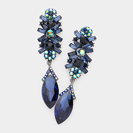 Marquise Glass Crystal Drop Evening Earrings