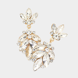 Crystal Marquise Ornate Floral Evening Earrings