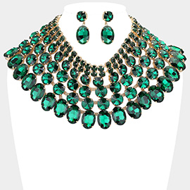 Crystal Glass Bib Statement Necklace