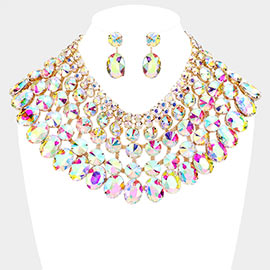 Crystal Glass Bib Statement Necklace