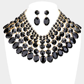 Crystal Glass Bib Statement Necklace