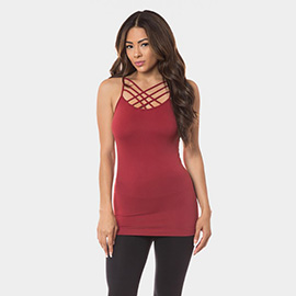 Seamless Triple Criss-Cross Front Cami Tank Top