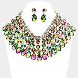 Crystal Glass Bib Statement Necklace