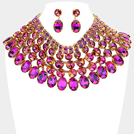 Crystal Glass Bib Statement Necklace