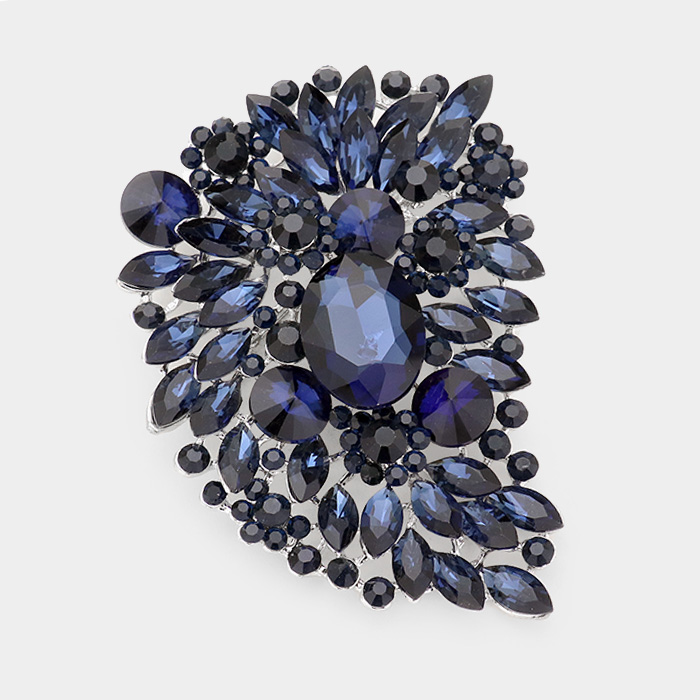 Oversize Multi Stone Floral Pin Brooch