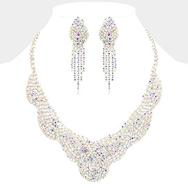 Crystal Rhinestone Pave Collar Evening Necklace