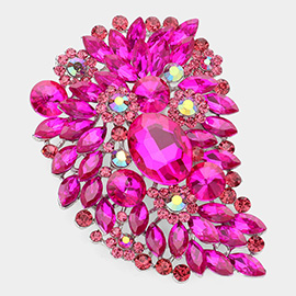 Oversize Multi Stone Floral Pin Brooch