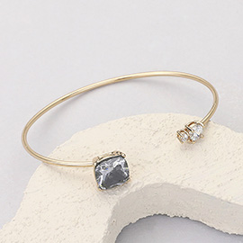 Square Cushion CZ Stone Tip Cuff Bracelet