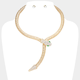 Crystal Embellished Snake Collar Necklace