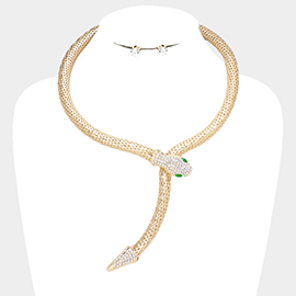 Crystal Embellished Snake Collar Necklace