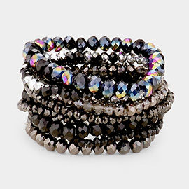 9PCS - Faceted Bead Stretch Bracelets