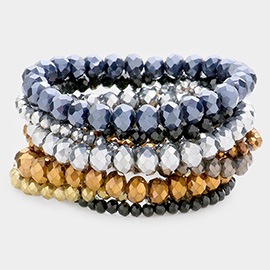 9PCS - Faceted Bead Stretch Bracelets