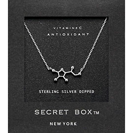 SECRET BOX_Sterling Silver Dipped Vitamin Hormone Molecule Necklace