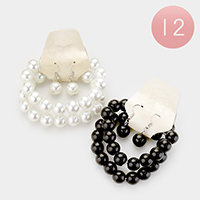 12 Set Of 2Pcs - Faux Pearl Bracelet and Earring Set