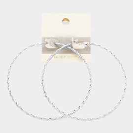 White Gold Dipped Textured Metal Hoop Earrings