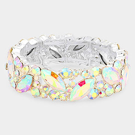 Crystal Glass Marquise Evening Stretch Bracelet