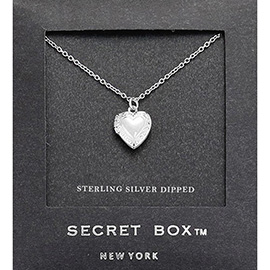 SECRET BOX_Sterling Silver Dipped Heart Locket Pendant Necklace