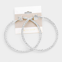 14k White Gold Filled Twisted Textured Hoop Earrings