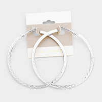 14k White Gold Filled Textured Hoop Earrings