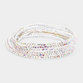 6PCS - Rhinestone Multi Layered Stretch Evening Bracelets