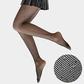 Crystal Embellished Fishnet Pantyhose Tights