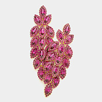 Crystal Stone Leaf Cluster Marquise Evening Earrings