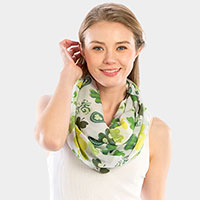 St. Patrick's Day Clover Pattern Infinity Scarf