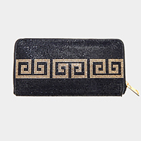 Bling Greek Patterned Solid Zipper Wallet