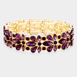 Floral Crystal Stretch Evening Bracelet